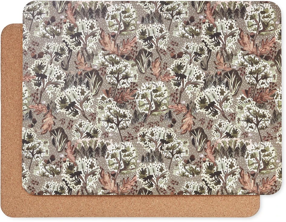 Woods - Tablett i kork, 2-pack, 30x40 cm - Grön