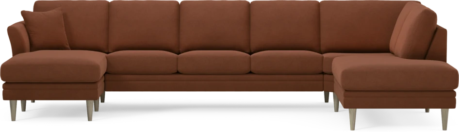 Eden - 3-sits soffa med schäslong vänster och divan höger - Orange