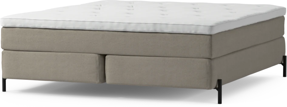 Delux Sense - Kontinentalsäng, dubbelsäng med bäddmadrass och sängben - Beige