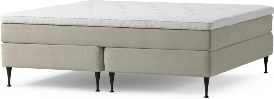 Delux Sense - Kontinentalsäng, dubbelsäng med bäddmadrass och sängben - Beige
