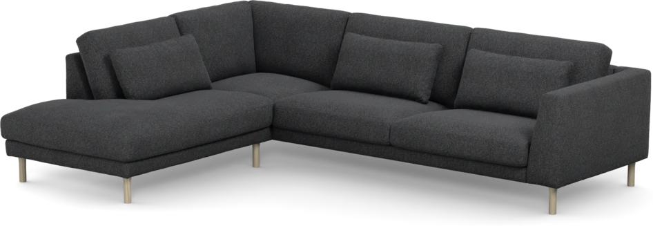 Willow - 3-sits soffa med divan vänster, fast klädsel - Grå