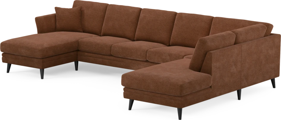 Eden - 3-sits soffa med schäslong vänster och divan höger - Orange