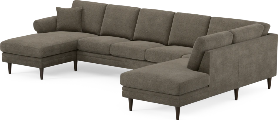 Eden - 3-sits soffa med schäslong vänster och divan höger - Brun