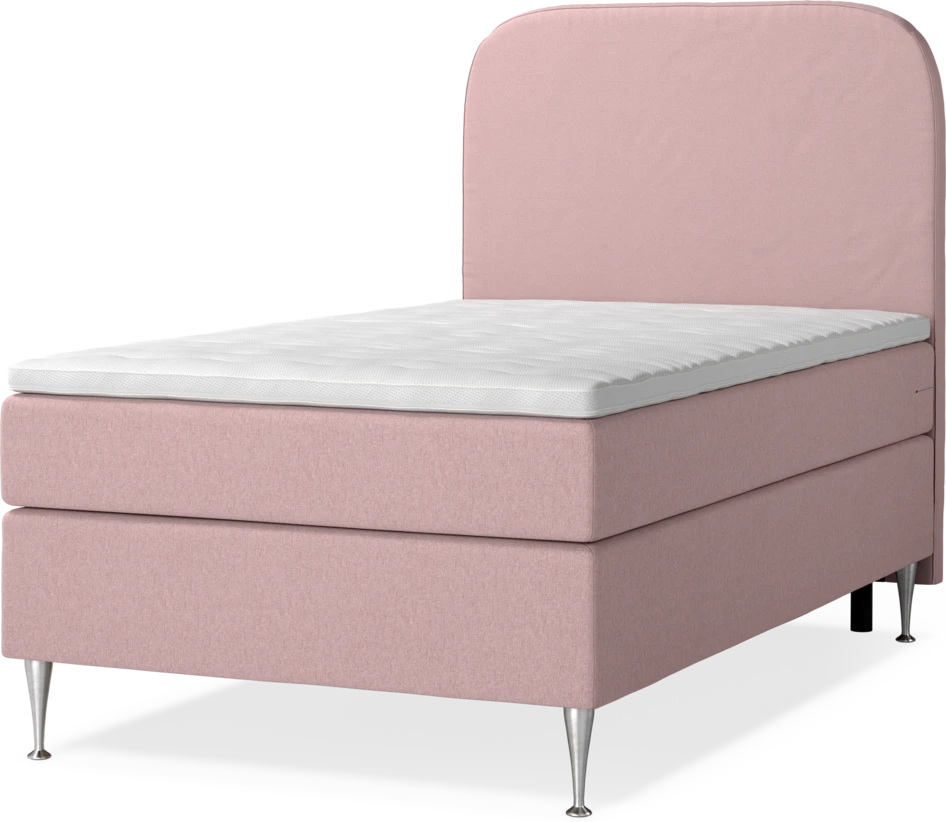 New York Supreme - Kontinentalsäng, enkelsäng med bäddmadrass, sängben och sänggavel slät - Rosa