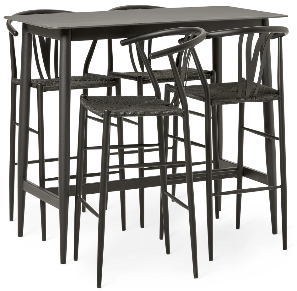 Mica - Matgrupp med 4 barstolar Yngve - Svart