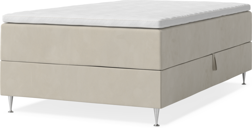 New York - Förvaringssäng, enkelsäng med bäddmadrass - Beige
