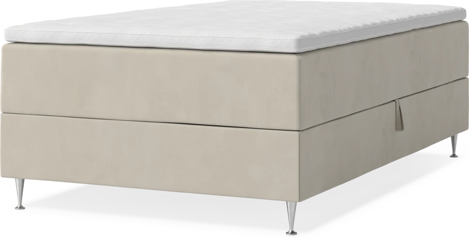 New York - Förvaringssäng, enkelsäng med bäddmadrass och sängben - Beige