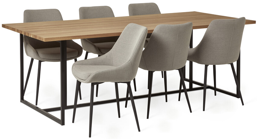 City - Matgrupp med 6 stolar Leon - Beige