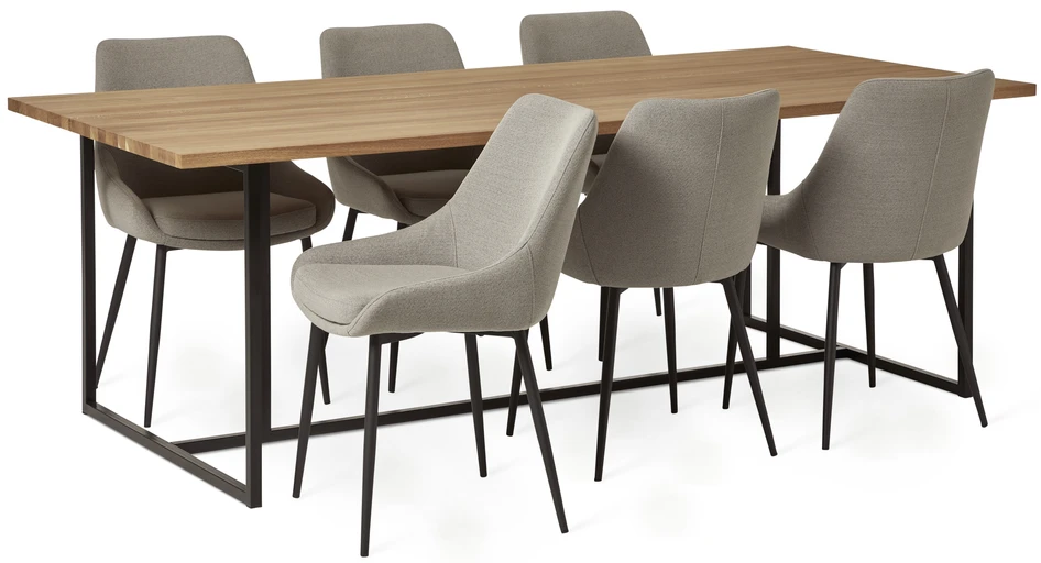City - Matgrupp med 6 stolar Leon - Beige