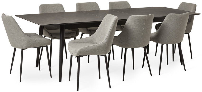 Edge - Matgrupp med 8 stolar Leon - Beige