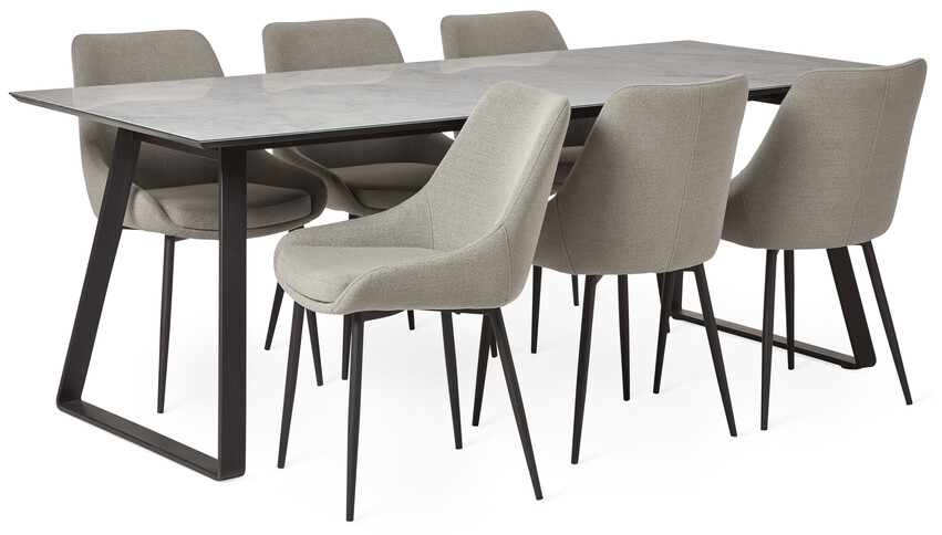 Remo - Matgrupp med 6 stolar Leon - Beige