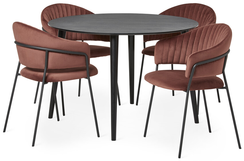 Sharp - Matgrupp med 4 karmstolar Sharon - Orange