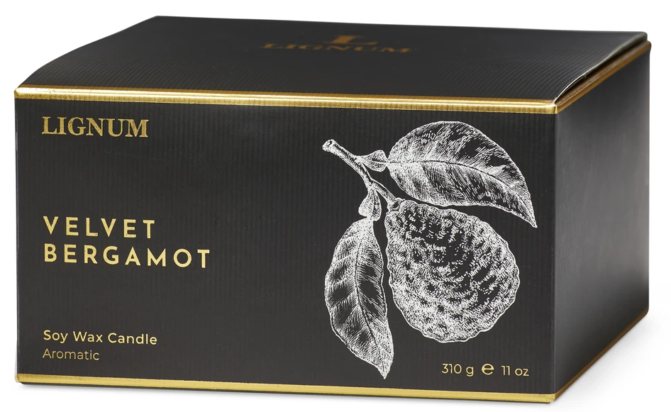 Lignum - Doftljus, Velvet Bergamot, brinntid 18 h - Svart