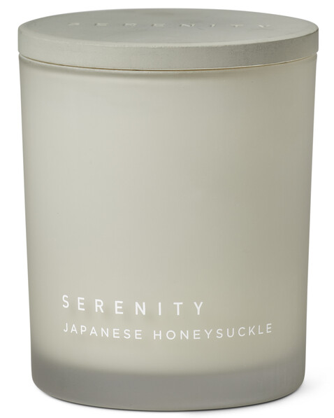 Serenity - Doftljus, doft Japanese Honeysuckle, brinntid 48 h, H 11 Ø 9 cm - Vit