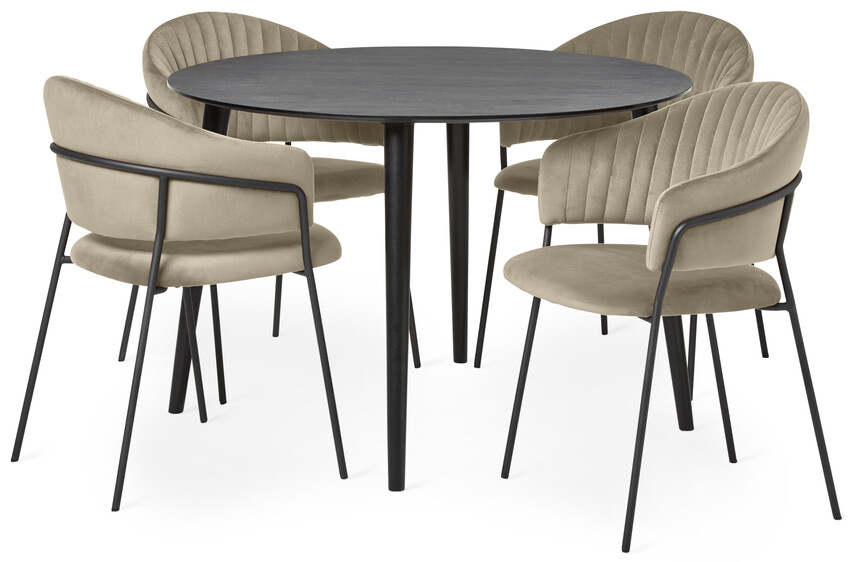 Sharp - Matgrupp med 4 karmstolar Sharon - Beige