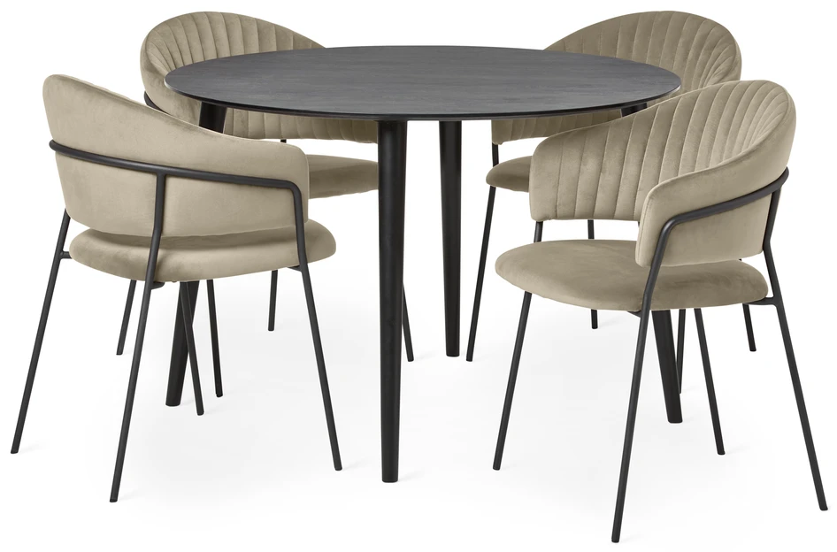 Sharp - Matgrupp med 4 karmstolar Sharon - Beige