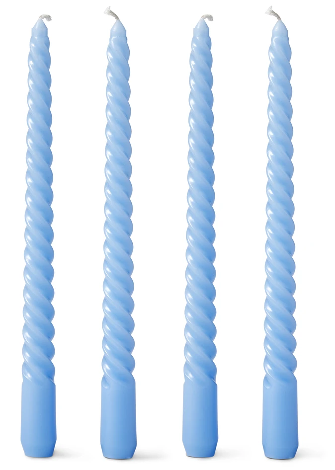 Twist - Ljus, H 25 cm, brinntid 5,5 h, 4-pack - Blå