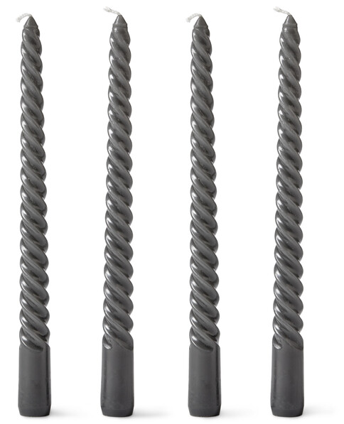 Twist - Ljus, 4-pack, H 25 cm, brinntid 6 h - Grå