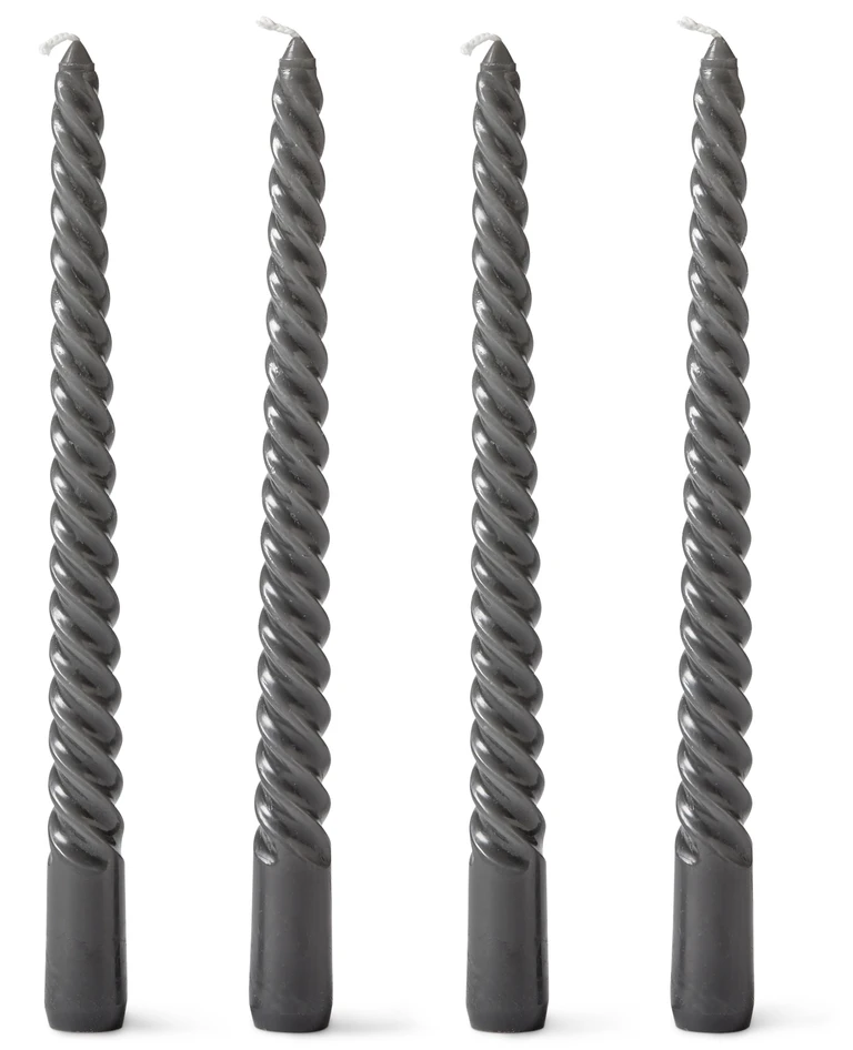 Twist - Ljus, 4-pack, H 25 cm, brinntid 6 h - Grå