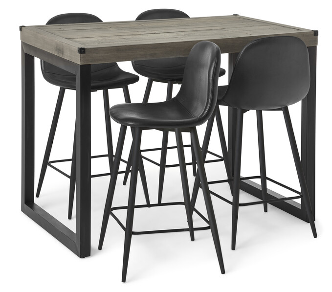 Woodenforge - Matgrupp med 4 barstolar Tracy - Svart