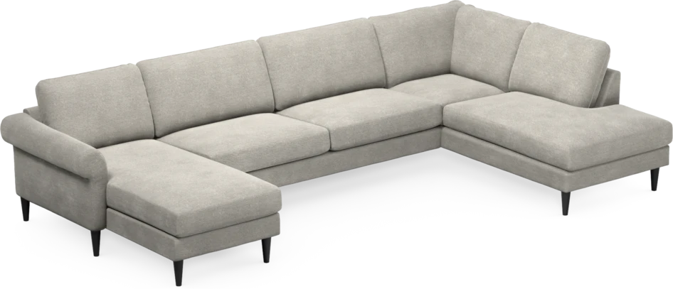Bridge - 3-sits soffa med schäslong vänster och divan höger - Grå