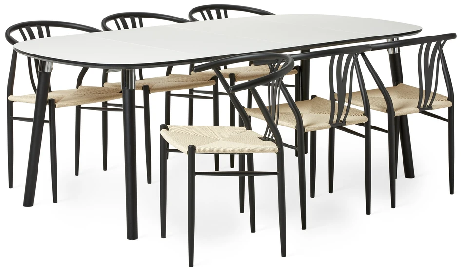 Mario - Matgrupp med 6 stolar Yngve - Beige