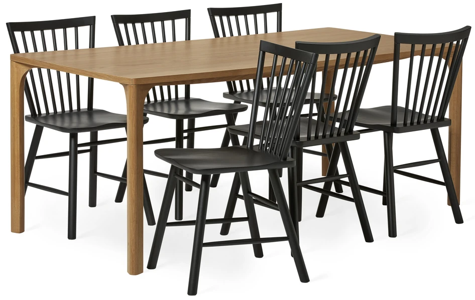 Vista - Matgrupp med 6 stolar Vista - Svart