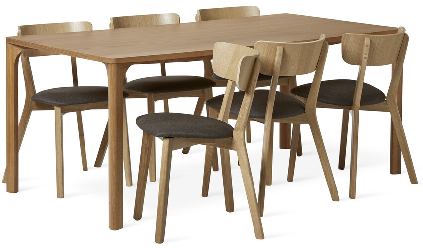 Vista - Matgrupp med 6 stolar Vilgot - Brun