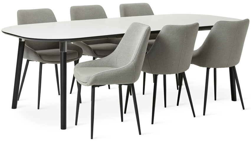 Mario - Matgrupp med 6 stolar Leon - Beige