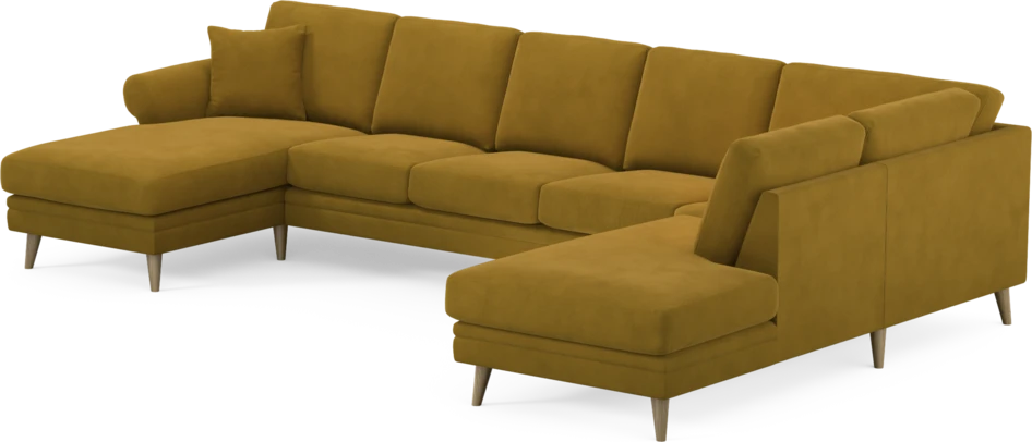 Eden - 3-sits soffa med schäslong vänster och divan höger - Gul