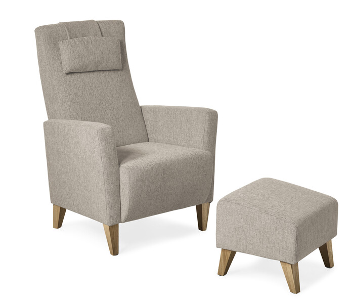 Erik - Fåtölj med fotpall - Beige