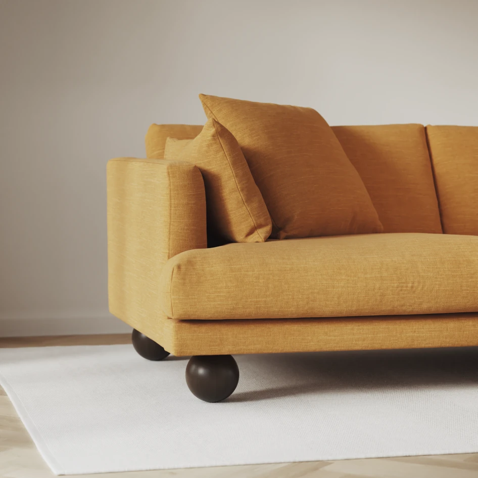 Harper - 3-sits soffa, hel dyna - Gul