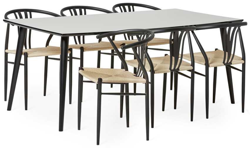 Spencer - Matgrupp med 6 stolar Yngve - Beige