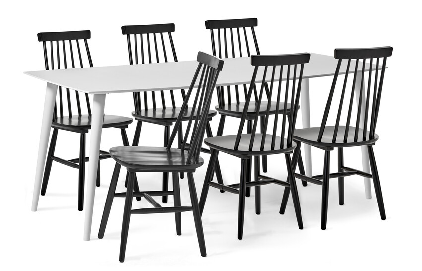 Plaine - Matgrupp med 6 stolar Einar - Svart
