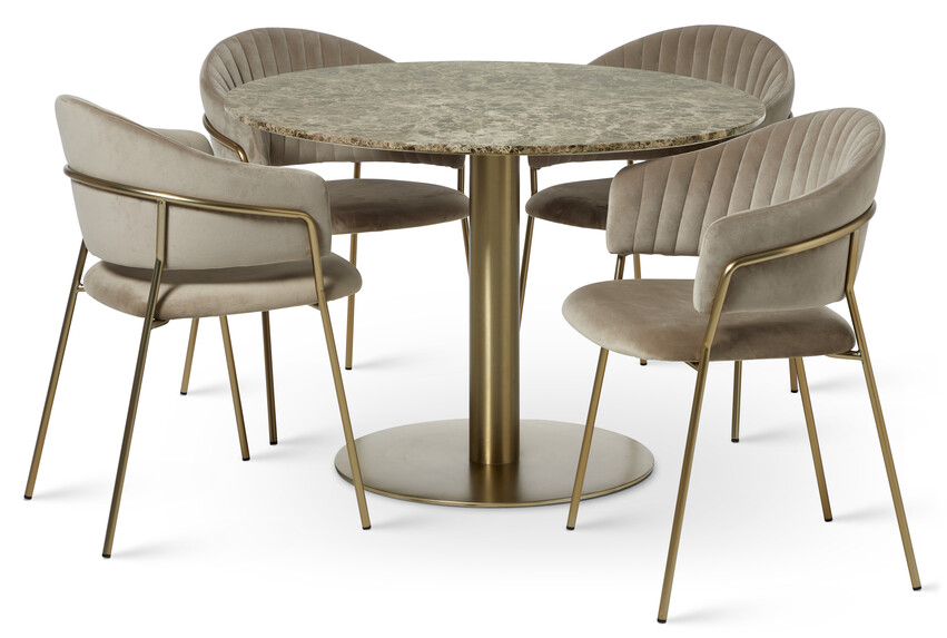 Tiffany - Matgrupp med 4 karmstolar Sharon - Beige