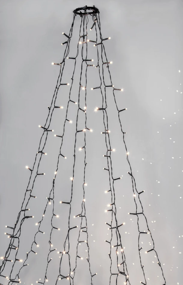 Crispy Ice - Ljusslinga för gran, H 196 cm - Svart