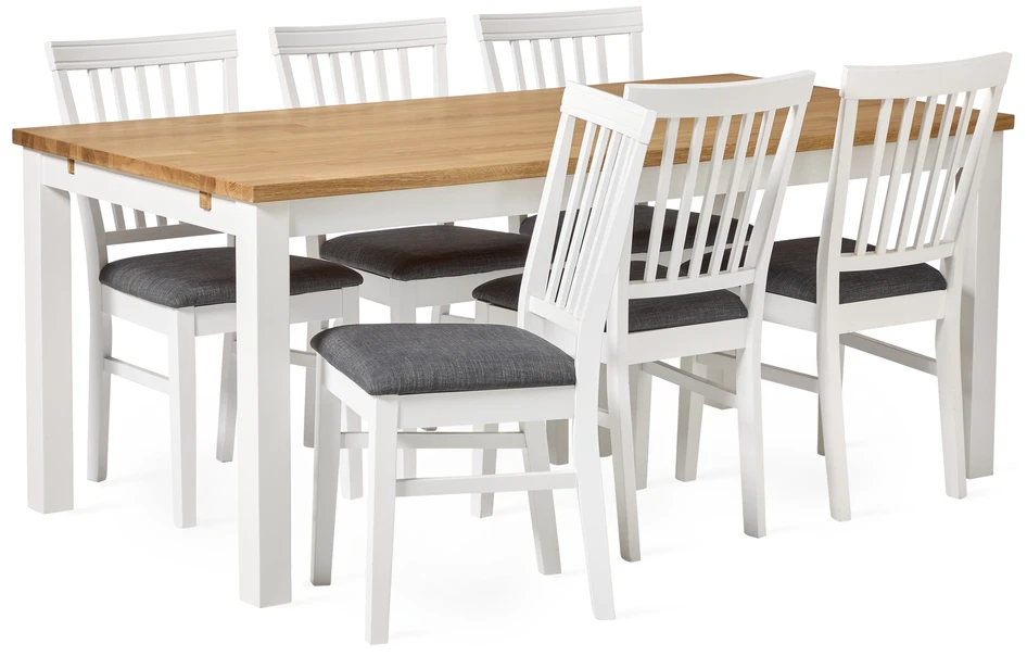 Karlshamn - Matgrupp med 6 stolar Alice - Beige