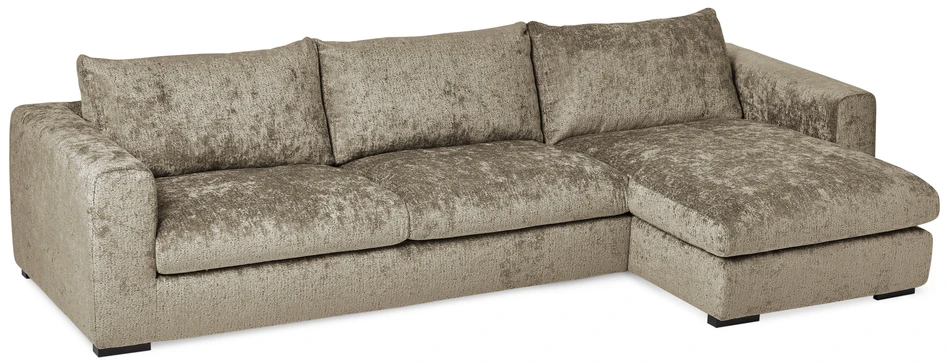 Vida Plus - 3-sits soffa med schäslong höger - Brun