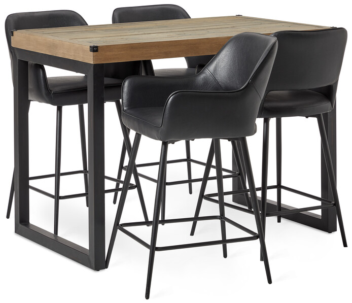 Woodenforge - Matgrupp med 4 barstolar Gordon - Svart