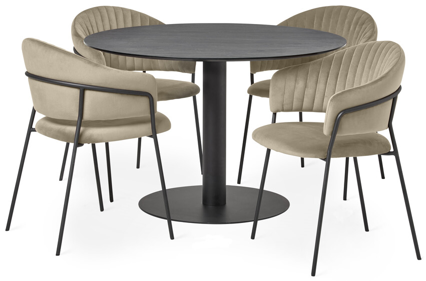Sharp - Matgrupp med 4 karmstolar Sharon - Beige