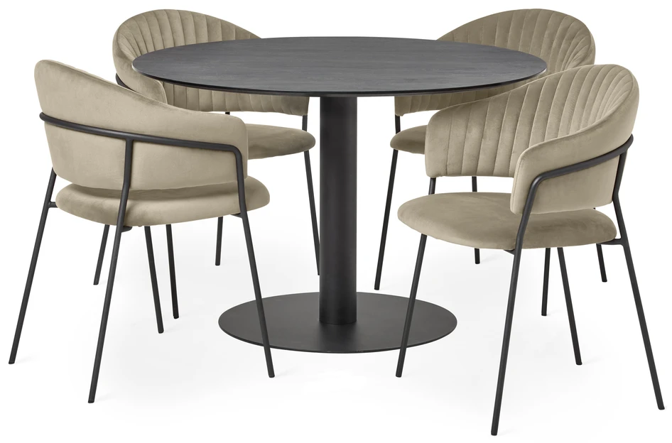 Sharp - Matgrupp med 4 karmstolar Sharon - Beige