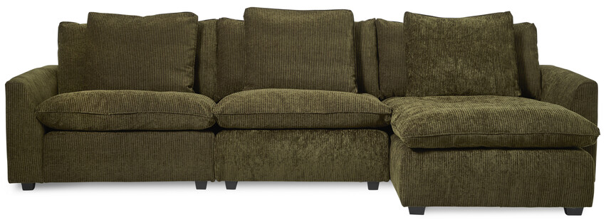 Bellora - 2-sits soffa med schäslong höger - Grön