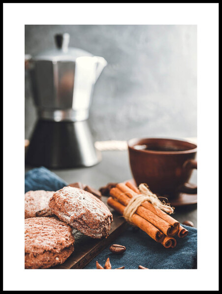 Chokladkakor och kaffe - Poster - Grå