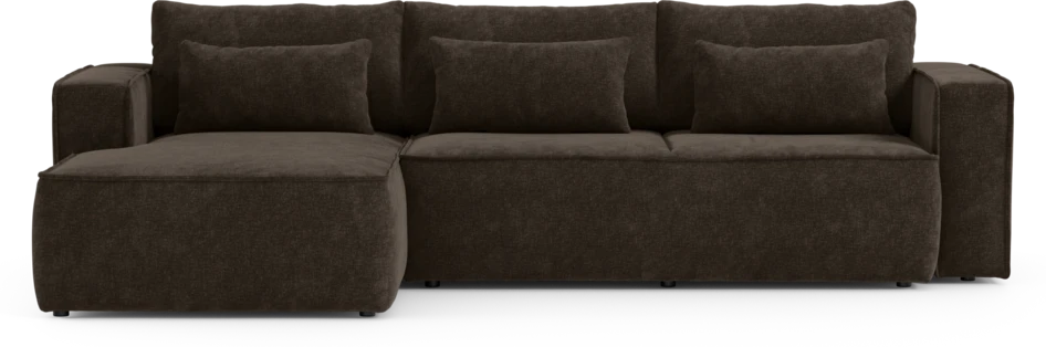Ide - Bäddsoffa 3-sits med schäslong vänster - Brun