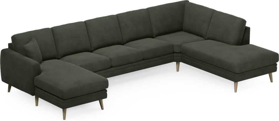 Eden - 3-sits soffa med schäslong vänster och divan höger - Grön