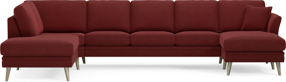 Eden - 3-sits soffa med divan vänster och schäslong höger - Röd