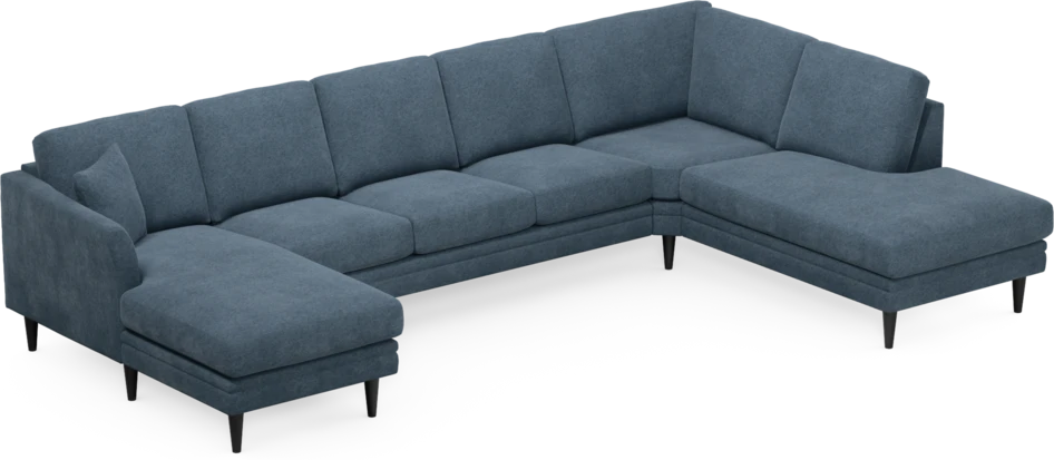Eden - 3-sits soffa med schäslong vänster och divan höger - Blå