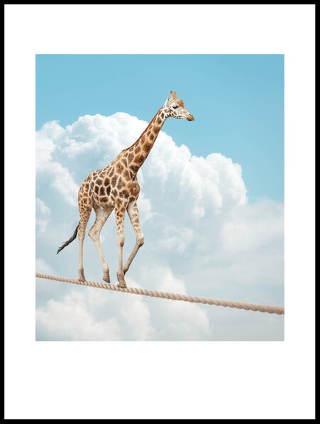 Giraff på lina - Poster - Beige