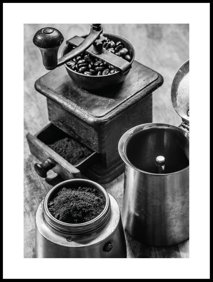 Antik kaffeapparat - Poster - Svart