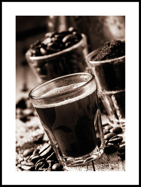 Kaffe retrobild - Poster - Svart